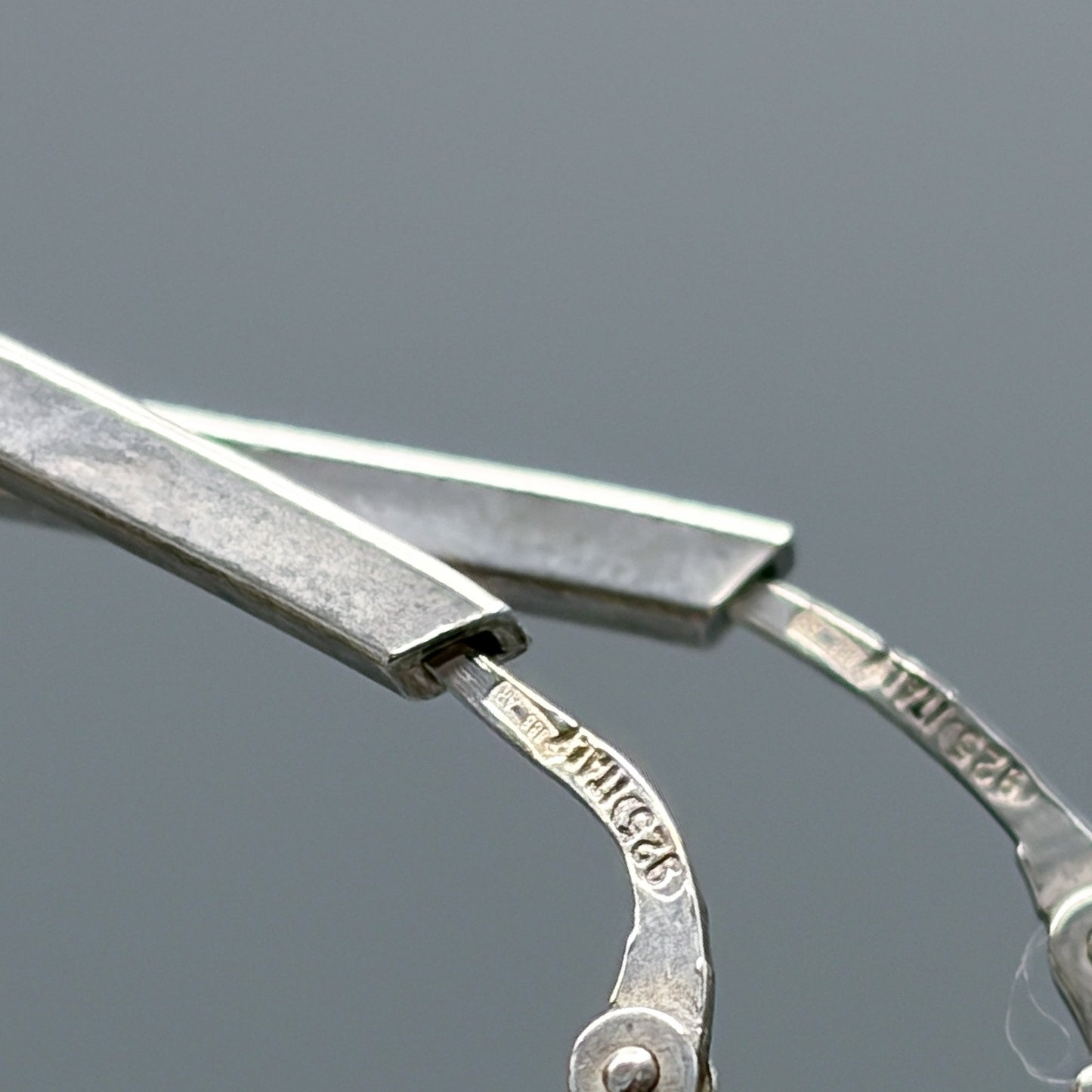 Estate Sterling Silver Large Square Hoop Earrings