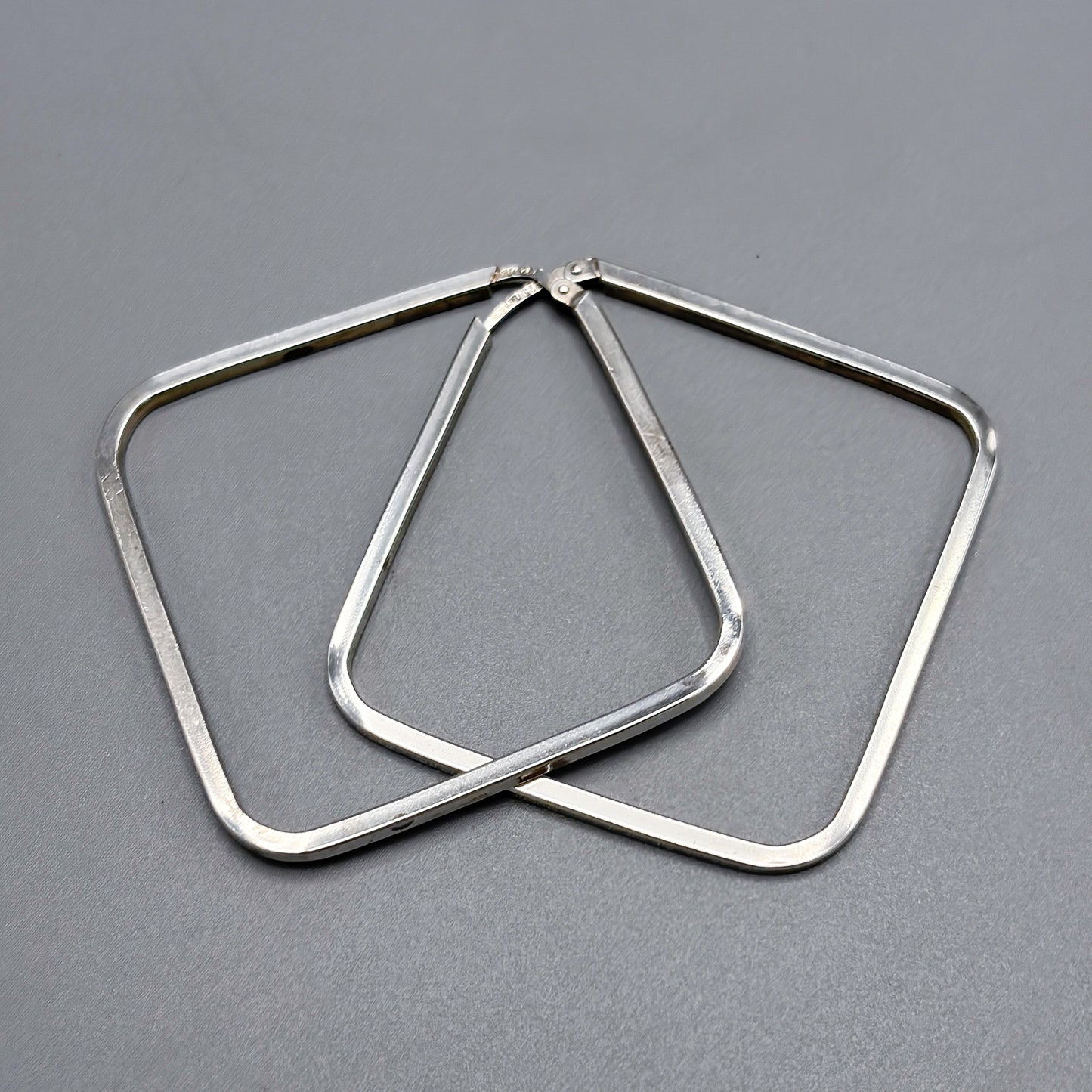 Estate Sterling Silver Large Square Hoop Earrings