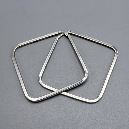Estate Sterling Silver Large Square Hoop Earrings