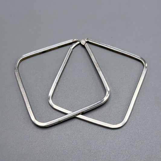 Estate Sterling Silver Large Square Hoop Earrings
