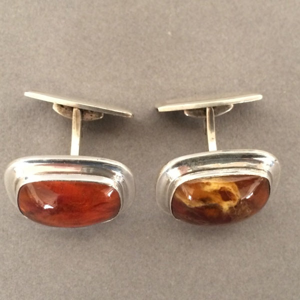 Danish Modernist Cufflinks with Amber by Einer Fern