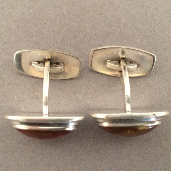 Danish Modernist Cufflinks with Amber by Einer Fern