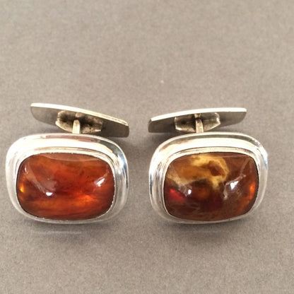 Danish Modernist Cufflinks with Amber by Einer Fern