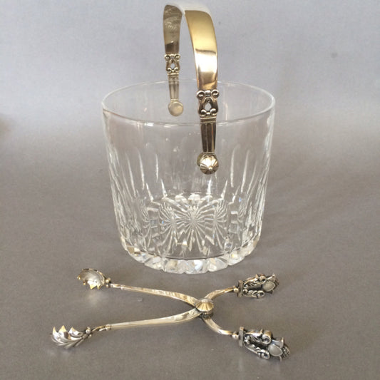 Georg Jensen Sterling Silver "Acorn" Ice Bucket and Tongs by Johan Rohde No. 1137