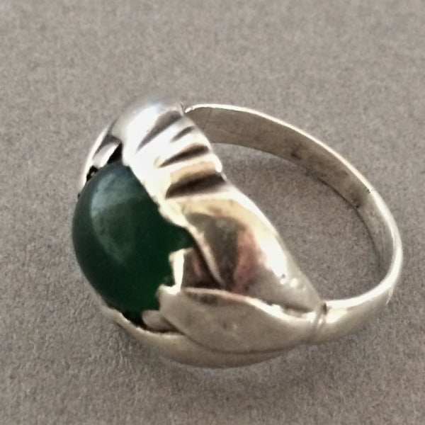 Georg Jensen Ring with Green Agate Cabochon No. 59