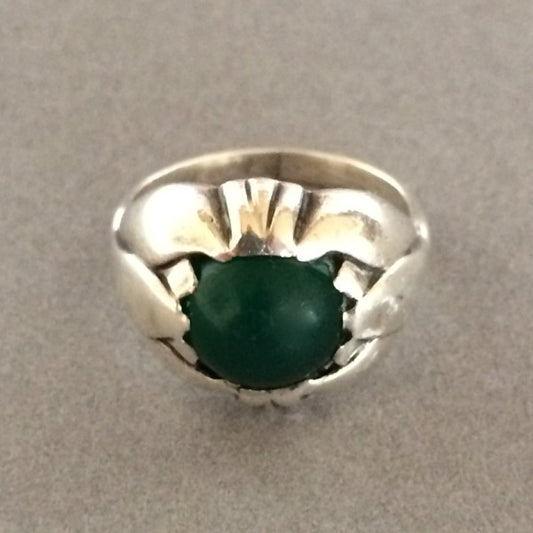 Georg Jensen Ring with Green Agate Cabochon No. 59