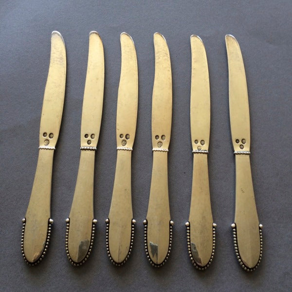 Georg Jensen Beaded Fruit Knives, Set of 6