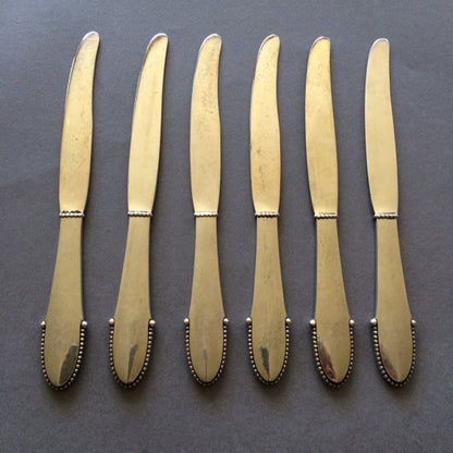 Georg Jensen Beaded Fruit Knives, Set of 6