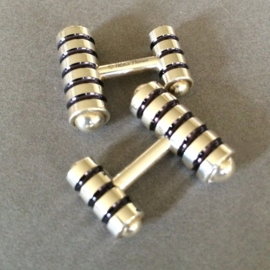 Tiffany & Co. Paloma Picasso's Groove Cufflinks Sterling Silver with Black Enamel