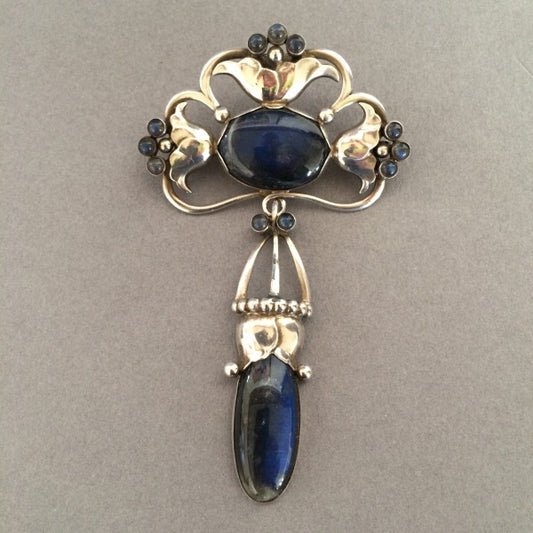 Georg Jensen Laboradorite and Moonstone Pendant/ Brooch from 1919