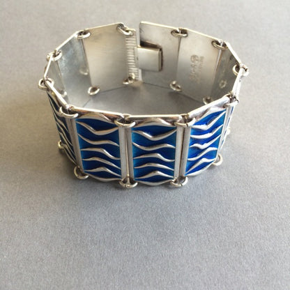 David Andersen Blue Enamel and Sterling Silver Bracelet by Agnar Skrede