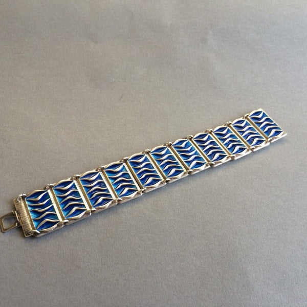 David Andersen Blue Enamel and Sterling Silver Bracelet by Agnar Skrede