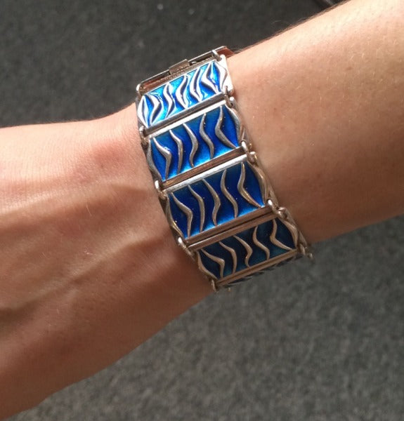 David Andersen Blue Enamel and Sterling Silver Bracelet by Agnar Skrede