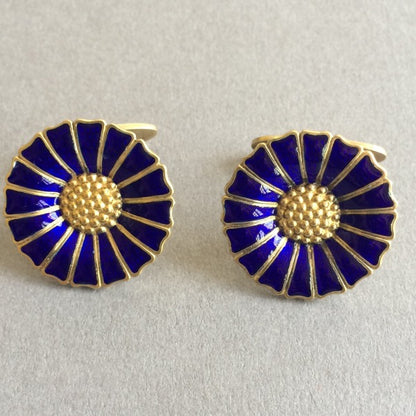 Andreas Mikkelsen Daisy Cufflinks With Blue Enamel