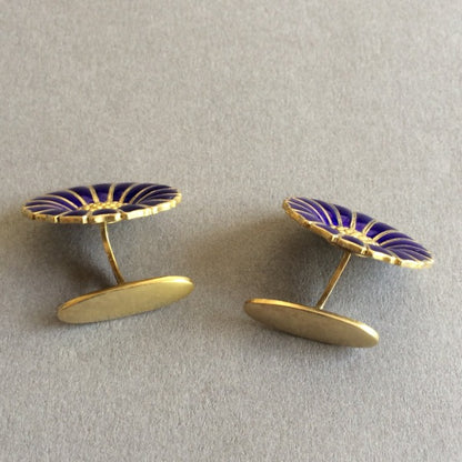 Andreas Mikkelsen Daisy Cufflinks With Blue Enamel