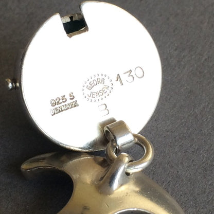 Georg Jensen Sterling Silver Bracelet with Jadeite Cabochon No. 130B by Henning Koppel