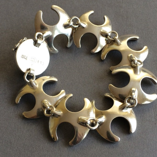 Georg Jensen Sterling Silver Bracelet with Jadeite Cabochon No. 130B by Henning Koppel