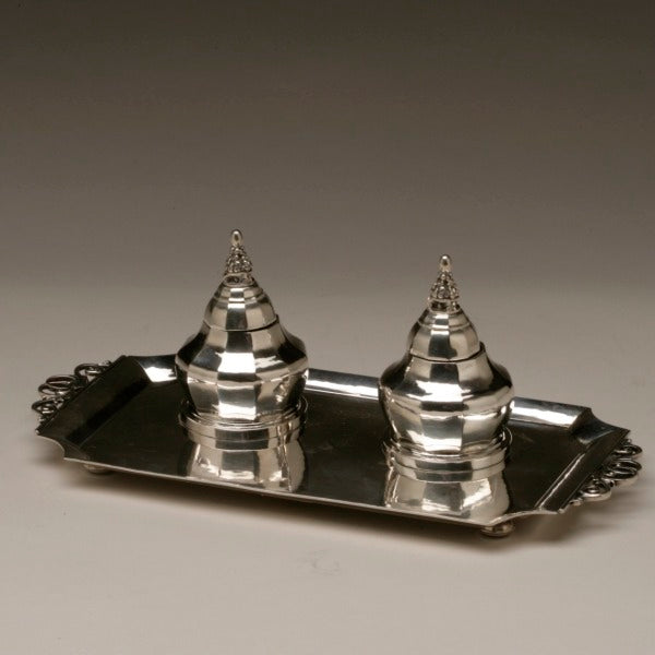 Georg Jensen 830 Silver Double Inkwell No. 303