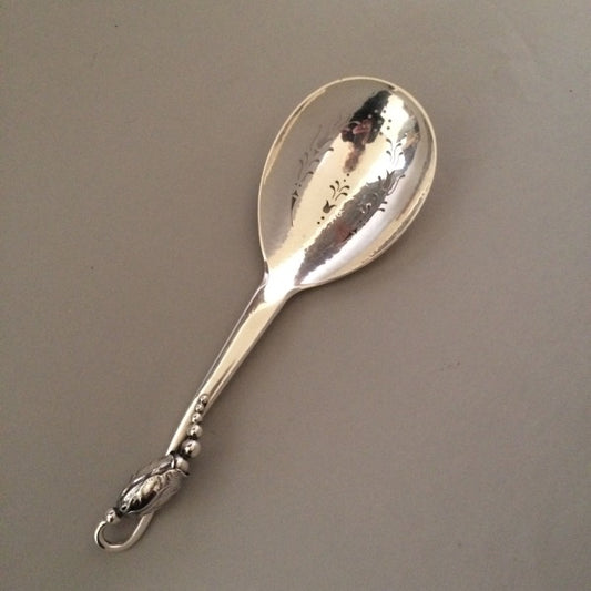 Estate Georg Jensen Sterling Silver "Blossom" Large Pierced Serving Spoon No. 84