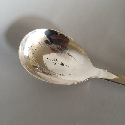 Estate Georg Jensen Sterling Silver "Blossom" Large Pierced Serving Spoon No. 84