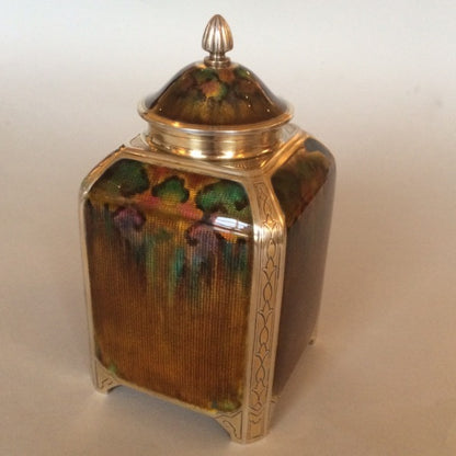 Guilloche and Vermeil Tea Caddy by David Andersen, Very Rare