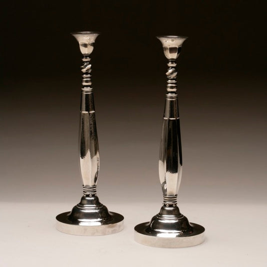 Georg Jensen Sterling Silver Candlesticks No. 441 by Johan Rohde Very Rare