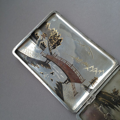 Japanese Mixed Metal Cigarette Case By K. Uyeda