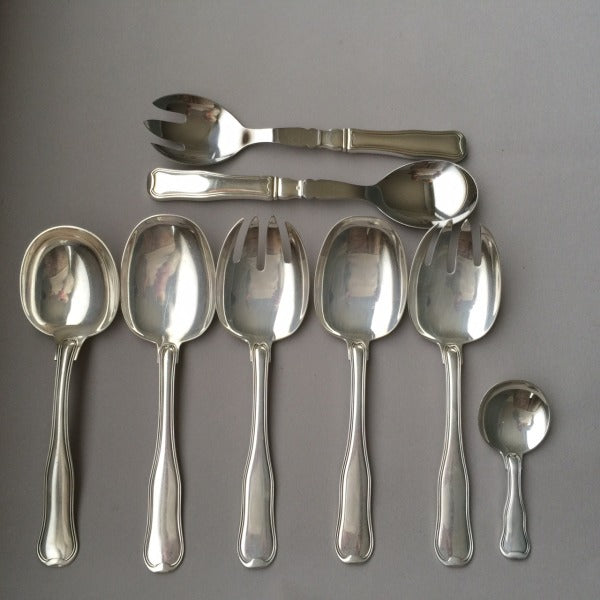 Georg Jensen Sterling Silver Extra Large Cutlery Set In The "Old Danish" Pattern By Harald Nielsen