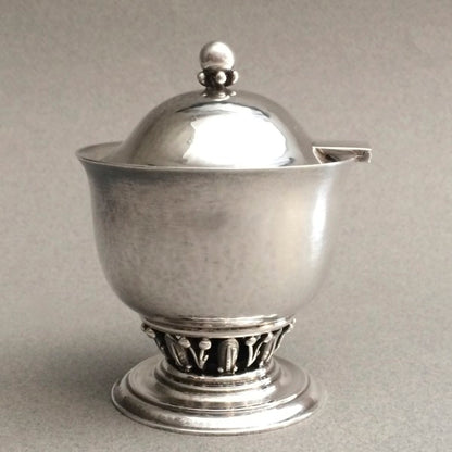 Estate Georg Jensen Very Rare Sterling Silver "Louvre" Condiment Pot No. 180