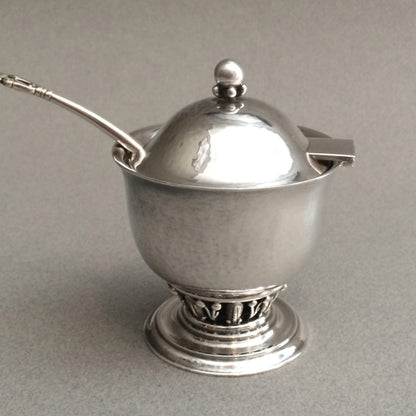 Estate Georg Jensen Very Rare Sterling Silver "Louvre" Condiment Pot No. 180