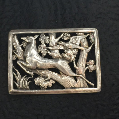 Peer Smed Handwrought Deer and bird Brooch Very Rare