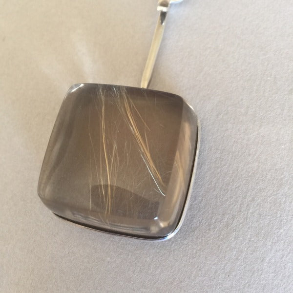 Georg Jensen Sterling Silver Neck Ring No. 169 With Rutilated Quartz Drop No. 132 By Vivianna Torun