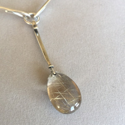 Georg Jensen Sterling Silver Collar No. 198 By Bent Gabrielsen With Rutilated Quartz Drop No. 128 By Vivianna Torun