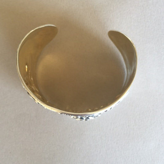 Sterling Silver "Repousse" Sunflower Cuff Bracelet By Galmer