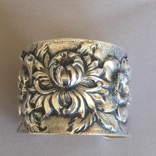 Sterling Silver "Repousse" Morning Bloom Cuff Bracelet By Galmer