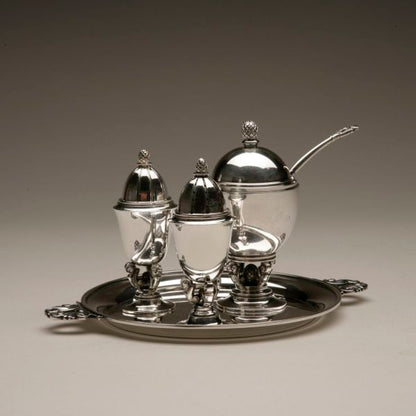 Georg Jensen Sterling Silver Rare "Acorn" Cruet Set No. 741 by Johan Rohde