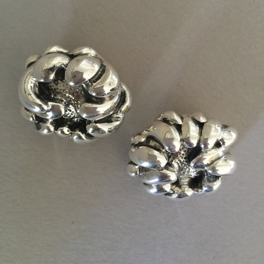 Sterling Silver "Repousse" Peony Earrings By Galmer