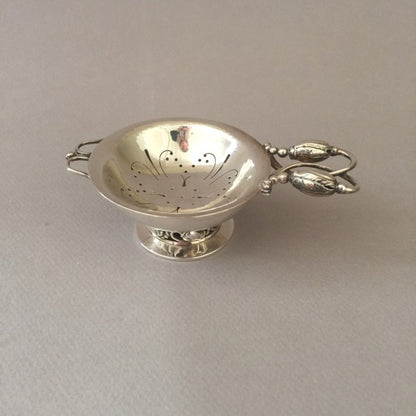 Georg Jensen Sterling Silver Blossom Tea Strainer on Stand