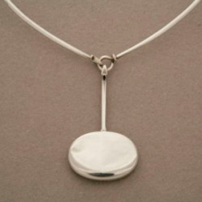 Georg Jensen Sterling Silver Pendant No. 304 by Vivianna Torun with No. 174 Sterling Silver Neck Ring