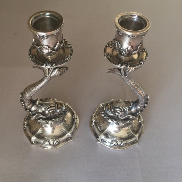 Buccellati Sterling Silver Fish Candlesticks