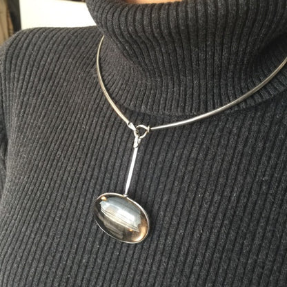 Georg Jensen Neck Ring No. 174 With Rutilated Quartz Drop No. 173 By Vivianna Torun