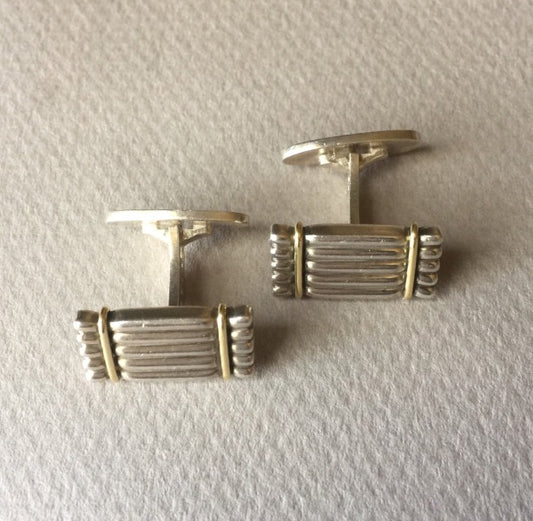 Georg Jensen 18K Gold and Sterling Silver Cufflinks No. 156 by Lene Munthe