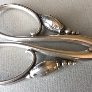 Pair of Georg Jensen Sterling Silver Grape Shears in the Blossom Pattern, Design #84