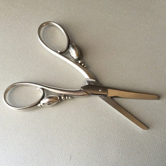 Pair of Georg Jensen Sterling Silver Grape Shears in the Blossom Pattern, Design #84