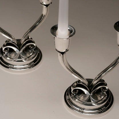 Estate Evald Nielsen Sterling Silver Pair of Art Deco Candelabra