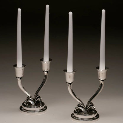 Estate Evald Nielsen Sterling Silver Pair of Art Deco Candelabra