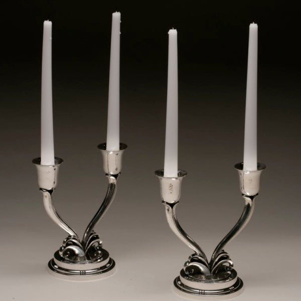 Evald Nielsen Sterling Silver Pair of Art Deco Candelabra