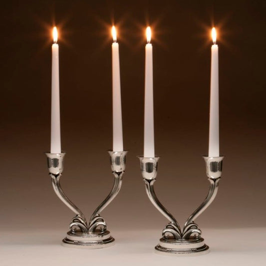 Evald Nielsen Sterling Silver Pair of Art Deco Candelabra