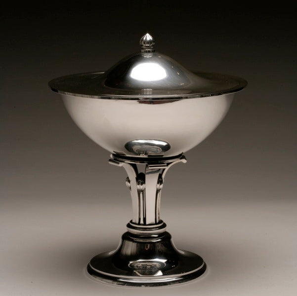 Evald Nielsen Sterling Silver Art Deco Footed Covered Compote