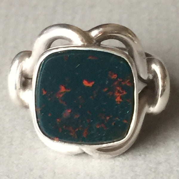 Georg Jensen Sterling Silver Ring No. 27A with Bloodstone